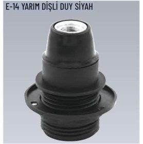Resim 50 Adet E14 Yarım Dişli Siyah Duy 
