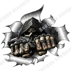 Resim Turuncu-15 Cm-3d Kafatası Etiket Yırtık Metal Kafatası Çıkartması Pvc Vinil Yapışkan İçin Uygun Motosiklet Araba Tampon 