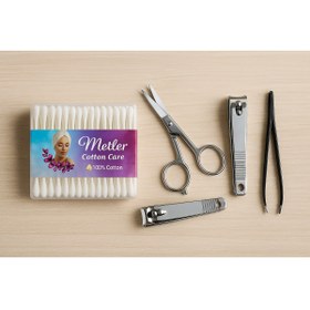 Resim Metler 5'li Kişisel Bakım Seti - Kulak Pamuğu, Tırnak Makası, Cımbız ve Katlanır Makas 