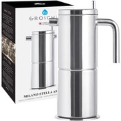 Resim Grosche Milano Stella Aroma Çelik Moka Pot Gümüş 4 Cup 