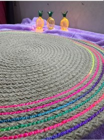 Resim Konyax 39cm Neon Renkli Şeritli Jüt Örme Supla Amerikan Servis Çok Renkli 