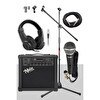 Resim Midex MGA-25BK-PAK 25 W USB Bluetooth ve Şarjlı Elektro Gitar Amfisi (Amfi Mikrofon Stand Kulaklık Jack Kablo) 