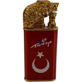 Resim Çift Yanar Çakmak Kurt Figürlü Türk Bayraklı 