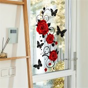 Resim Yatak Odası ve Salon için Gül Çiçeği Duvar Stickerları, Kendinden Yapışkan Vinil Etiketler, Çağdaş Stil, Tek Kullanımlık, Düzensiz Şekil, 2mil Kalınlık, Ev Dekoru, Oda Dekoru için Mükemmel 