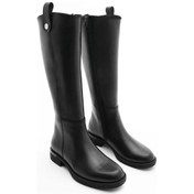 Resim Potinonline 0765 Kadın Yandan Fermıarlı Siyah Binici Çizme siyah 