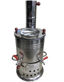 Resim Zarif İş Çift Musluklu Demlikli 4 L Semaver Inox 