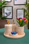 Resim MIARIK DESIGN & DEKORASYON Dekoratif Mermer 5 Li Banyo Seti Takımı 