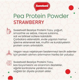 Resim Sweetwell Çilek Aromalı Vegan Bezelye Proteini Tozu 2 x 400 G 