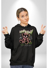 Resim Bugün Değil Kadın Erkek Siyah Kapüşonlu Sweatshirt Hoodie Siyah 