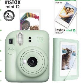 Resim Instax Mini 12 Yeşil Fotoğraf Makinesi-10'lu Film ve Mini Albüm Seti 