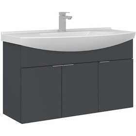Resim Orka Purus 100 Cm Mat Antrasit Banyo Dolabı Alt Modül Lavabo Asma Antrasit 