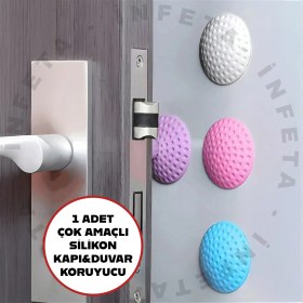 Resim 1 Adet Yapışkanlı Kapı Kolu Stoperi - Tamponu Duvar Koruyucu Silikon Tutucu Tampon1 