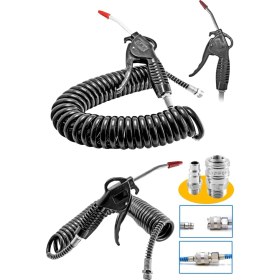 Resim Proxtech Hava Üfleme Toz Alma 7 mt Hava Tabancası Spiral Hava Hortumu ve Bağlantı Aparatı Kiti 