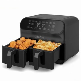 Resim Delixa Groove Max XXL 1800W (4Lt+4Lt) 8Lt Çift Hazneli Airfryer Air Fryer Yağsız Sıcak Hava Fritözü Siyah 