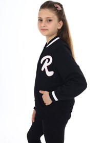 Resim Toontoy Kız Çocuk Kolej Yaka Çıtçıt Kapama Cepli Düşük Omuz Nakış Baskılı Örme Hırka - 2 İplik Şardo 