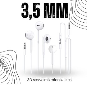 Resim Belliz huawei xiaomi uyumlu kablolu kulaklık 3,5 mm jak girişli 3d bass kalitesi mikrofonlu 