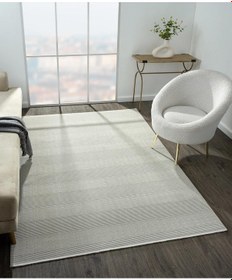 Resim Zenith Zn007a Gri Halı Çizgi Desenli Modern Yumuşak Kadife Ince Antialerjik Salon Koridor Halısı-646 Krem 