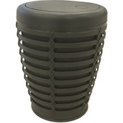 Resim Prima Nova Palm Döner Kapaklı Çöp Kovası 7.5 Lt Banyo Mutfak Ofis Antrasit Gri 