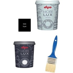 Resim Hobilux 0,9lt Set Hobilux Akrilik Ipek Mat Boya Hobilux Mat Vernik Kestirme Fırça Siyah 