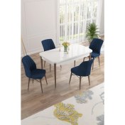 Resim Canisa Concept Nef Serisi 70 x 114 Cm, Açılabilir Mdf Mutfak Masa Takımı, Beyaz Masa Ceviz Ayak, 4 Sandalye 