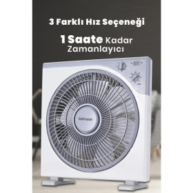 Resim Goldmaster Konfor 12 inç Kare Vantilatör 50W 3 Hız Seçeneği ile Enerji Tasarruflu 