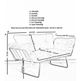 Resim Katlanır Yataklı Ikili Kanepe | Mekanizmalı Çekyat Koltuk - Füme 
