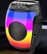 Resim OWWOTECH Işıklı Büyük Boy 10W Party Box Taşınabilir Şarjlı Mikrofonlu ZQS1438 Yüksek Bas Karaoke Hoparlör 