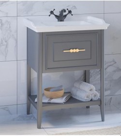 Resim Denko Öykü 65 Cm Antrasit Banyo Dolabı Alt Modül Lavabo Antrasit 