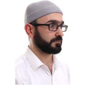 Resim Açık Gri Katlamalı Sade Desen Kışlık Orlon Takke Şapka Gri 