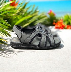 Resim İçi Dışı Hakiki Nubuk Deri Tam Ortopedik Sandalet Gri 
