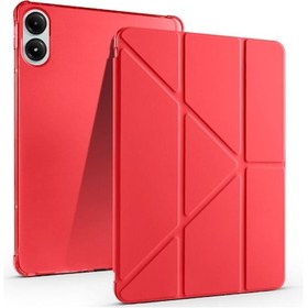 Resim Xemu Poco Pad Kılıf Tri Folding Kalem Bölmeli Standlı Kılıf - Kırmızı Kirmizi 