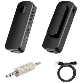 Resim M18 2in1 Bluetooth 5.4 Mikrofonlu Yaka Klipsli Ses Adaptörü Alıcı-verici Transmitter-receiver Tv Pc Araç 3.5mm Aux 