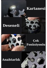 Resim Tornavida Çok Fonksiyonlu Kar Tanesi Desenli Vida, Soda Kapağı 