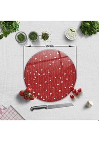 Resim Decorita Cam Kesme Tahtası | Kalpli Sarmaşık | Çap32cm 