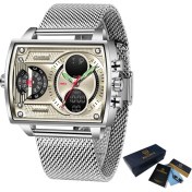 Resim Hanyang Gümüş Lıge Lüks Moda Dijital Kuvars Erkek Saatler Su Geçirmez Çift Ekran Örgü Kemer Izle Erkekler Için Rahat Spor Aydınlık Kol Saati (Yurt Dışından) 