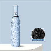 Resim Xuweiwei Gök Mavi Otomatik Açılır Kapanır Rüzgara Dayanıklı Katlanır Şemsiye 