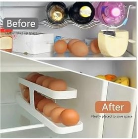 Resim TİNEKE 2 Katlı Otomatik Buzdolabı Yumurta Standı Yumurtalık Rafı Saklama Kabı Buzdolabı Organizer 