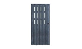 Resim Faran Dekorasyon 102 x 215 Antrasit Renk Camlı Pvc Akordiyon Katlanır Kapı - Frnakmodel-82 