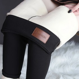 Resim Kadınlar için Yüksek Bel Termal Polar Astarlı Kalem Pantolon - Esnek Şekillendirici Kış Taytları, Elastik Bel Bandı ile, %95 Polyester %5 Elastan, Makinede Yıkanabilir Siyah ve Krem Renkli Günlük Tayt Sonbahar & Kış İçin, Yüksek Bel Taytlar 