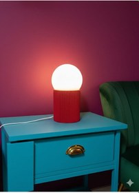 Resim Modern Tasarım Makrome İp Abajur Dekoratif Lamba Abajur Masa Lambası Glop Cam Abajur Kırmızı Kırmızı 