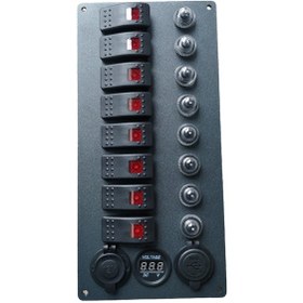 Resim Tekne Karavan Otomatik Sigorta Paneli. 8'li Model. Usb'li Siyah Siyah 