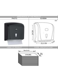 Resim Omnipazar Vialli K20B Z Katlı Kağıt Havlu Dispenseri 200'lü Siyah 