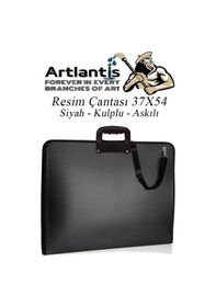 Resim Resim Çantası 35x50 Cm Resim Defteri Palet Fırça Seti 1 Paket Siyah Resim Proje Çantası Fermuarlı Kulplu 37x54 Cm 