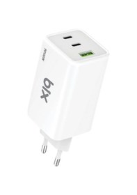 Resim Bix Bx3p101g 100w Gan Üçlü Portlu Pd Pps Destekli Usb-c Usb-a Hızlı Şarj Adaptörü Laptop Telefon Uyumlu Beyaz 