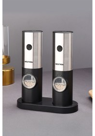 Resim Neutron Pilli Led Işıklı Otomatik Baharat Öğütücü 2'li Paket Siyah 