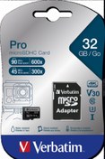 Resim Verbatim 32GB Pro U3 90MB\u002Fs MicroSDHC Hafıza Kartı 