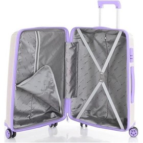 Resim Mçs Bavul Orta Ve Kabin 2li Set Kırılmaz Silikon Valiz V305 Kemik/lila Kemik 