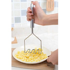 Resim Gilli Store Pratik 24 cm Lüks Paslanmaz Metal Zikzak Patates Ezici Püre Yapıcı Sarımsak Ezici 