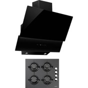 Resim 18-23 İkili Siyah Cam Ankastre Set (KO-735 + KO-40 THDSF) 