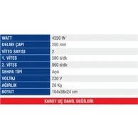 Resim Mercure MC-7550-A Karot Makinası Açılı Sehbalı 